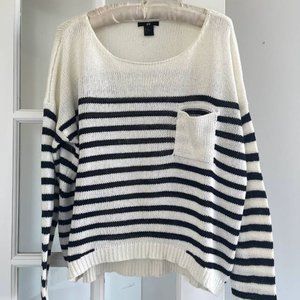 H&M White and Navy stripe knit sweater